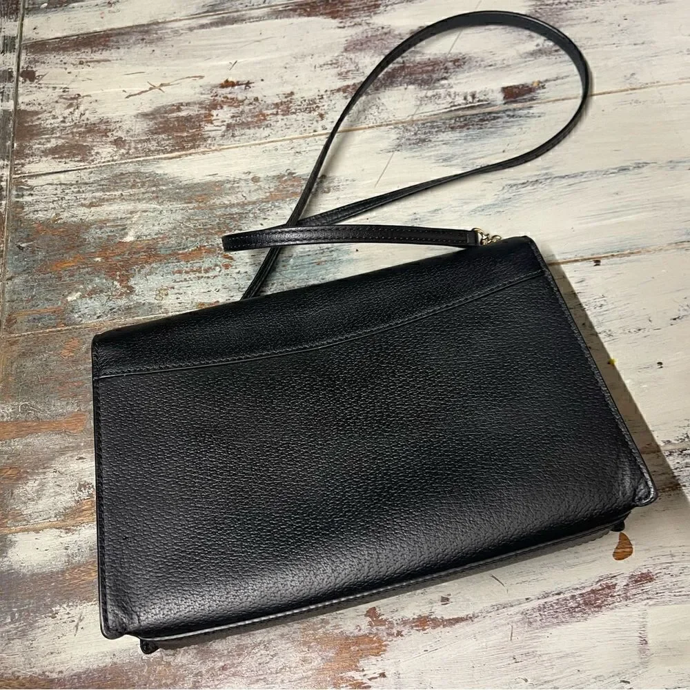 Kate Spade Kirk Park Saffiano Veronique Alek Crossbody Bow Black Beige Bow